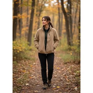 Denali Women's Size XL Fleece Jacket Zip Up Soft Sherpa Beige Coat Retro Outdoor